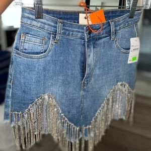Rhinestone Fringe Shorts